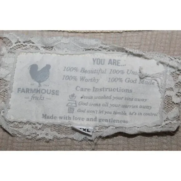 Farmhouse Frocks Cold Shoulder Lagonlook Oversized Tunic Top Tan Plus Size XXXL - Picture 10 of 16